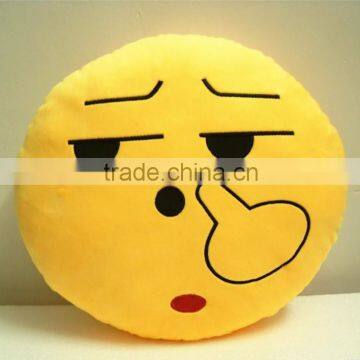 Custom 2015 Hot sale funny Yellow Round Smiley Emoticon Cushion Emoji Pillows