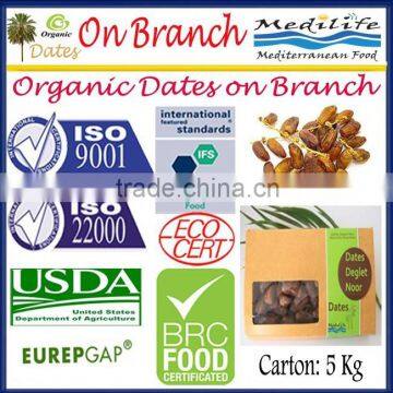 Organic Dates on Branch, Deglet Noor Dates On Branch, Organic Branched Dates 5Kg Carton