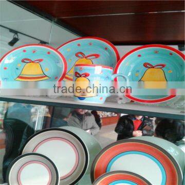 Red or Yellow Edge White Dots Handpainting colorful ceramic breakfast dinnerware set