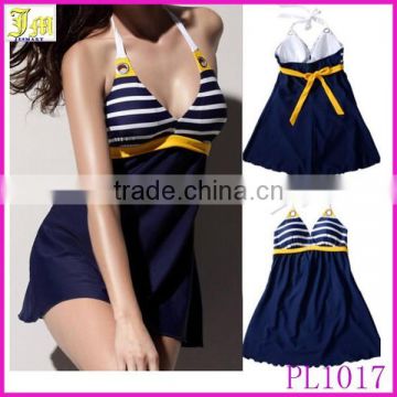 New Navy Style Women's Padded Hot Springs Swimwear Push up Bathing Suit Bikini Swimsuit Skirt