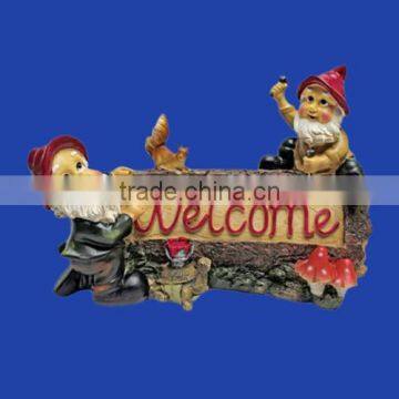 Resin Happy Fairy Garden Gnome Welcome Sign