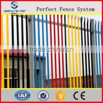 Powder coated palisade fence with colorful design