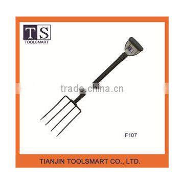 gardening tools digging fork with wooden handle