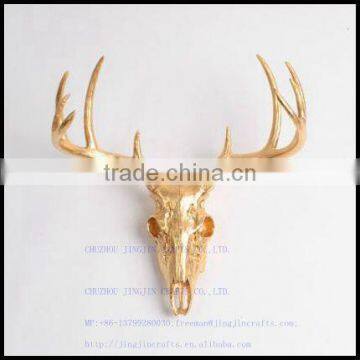 home decor resin stag skull in white with black antler