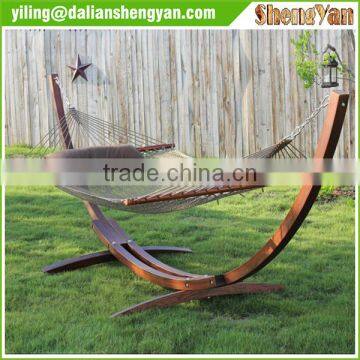 Double Wide Wood Arc Outdoor Hammock & Stand Set photo-2