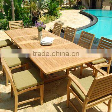 Garden furniture outdoor teak wood dining long wood table and chairs