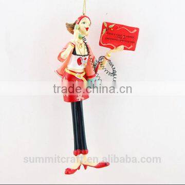 Best Selling Christmas Ornament Items Resin Christmas Lady Figurines photo-4