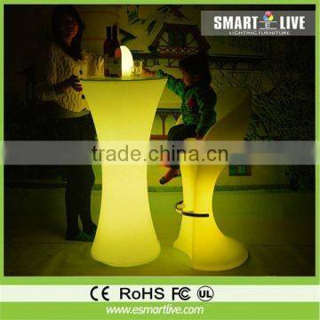 Tell World high quality white artificial marble commercial led round bar counter/bar table