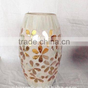 Different Shapes Golden Mosaic Glass Floral Vase photo-4
