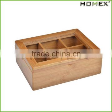 China Bamboo Tea Box with Clear Lid/Homex_Factory