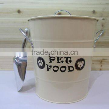 Metal Pet Food Container/galvanized Dog Food Storage Bin/household Canister With Spoon photo-2