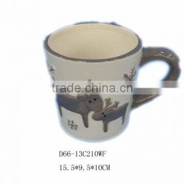 Ceramic Christmas elk coffee cup for wholesale