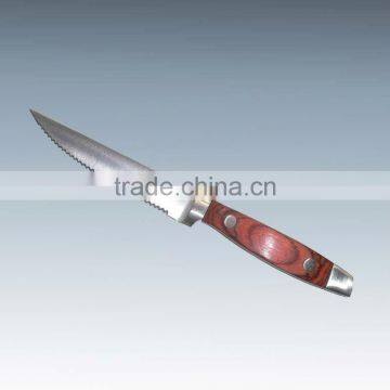 Kitchen Knife with pakka wood hanlde, teeth blade knife