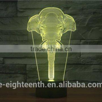 2016 Best Seller Cutomization Gradual Color Changing Elephant Style Touch Panel 3D Illusion Led Night Lights for Decoration photo-3