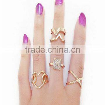 wholesale fashion jewelry gold finger ring set midi ring set