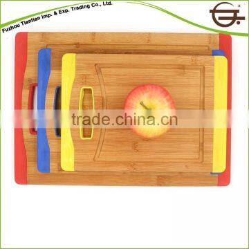 Organic 3 Pc's Colorful Fruit Vegetable Bamboo Wood Chopping Boards