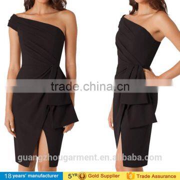 Women's One Shoulder draped elegant boutique cocktail black party dresses