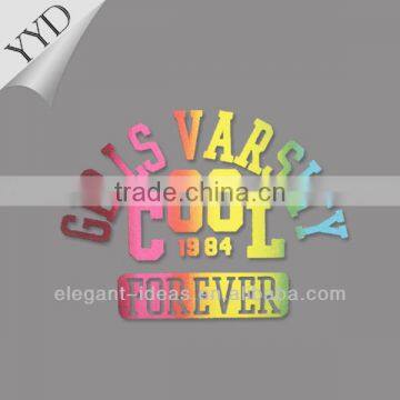 2014 COOL foil transfer motif in rainbow color decoration motif on garment