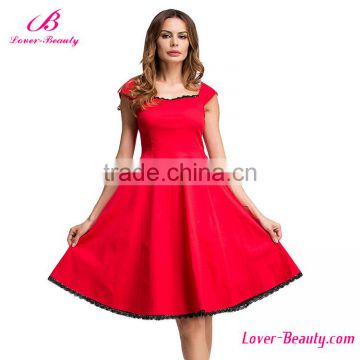 Red Cotton Summer New Fashion Ladies Dress