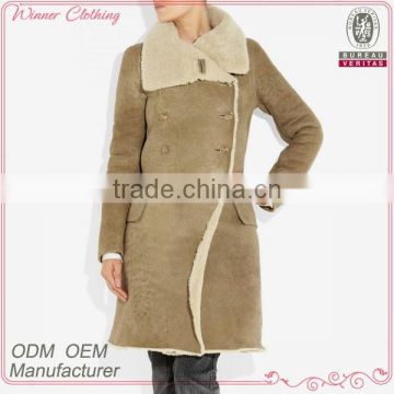 2015 Women outwear clothing winter long shearling coats for women