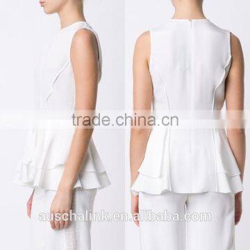 Best Selling Girls White Double Layered Ruffle Blouse Cheap Price photo-6