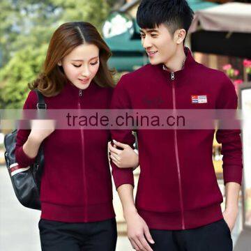 2015 100% high quality cotton sportswear embroidered for lovers