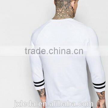 New Customize Summer White Varsity Sleeve 3/4 Sleeve Muscle T-shirt Men photo-2