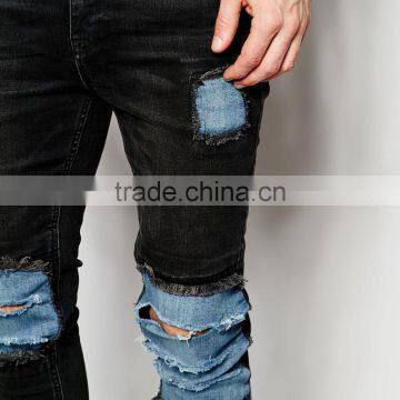 Fashion Rock Hip Hop Two One Men Ripped Jeans Slim Fit photo-3