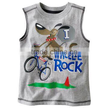 boys gray with rack pattern cartoon t-shirts kids summer clothes