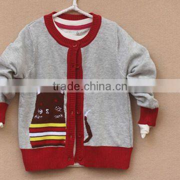 trendy unisex children anitmal cartoon pattern knitted cardigan