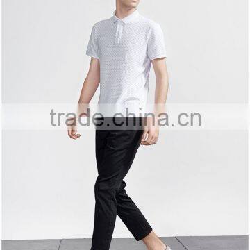 Polka Dot Printed Wholesale White Men Polo T-shirt photo-2