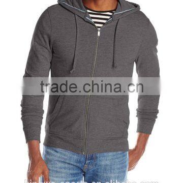 High Quality Mens Plain Hoodies Zippered Cotton Hood Casual Daily Wear photo-3