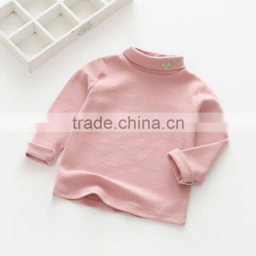 S60639B Autumn Kid High Collar Shirt Cotton Embroidered Long-Sleeved Boys Girl Baby T-shirt photo-2