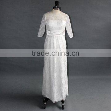 2017 Short Sleeve Sheath/Column New Wedding Dress Lace Appliques photo-6