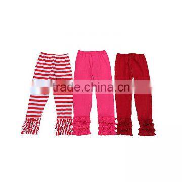 wholesale giggle moon latest design fall winter children girls cotton triple Three ruffles pants