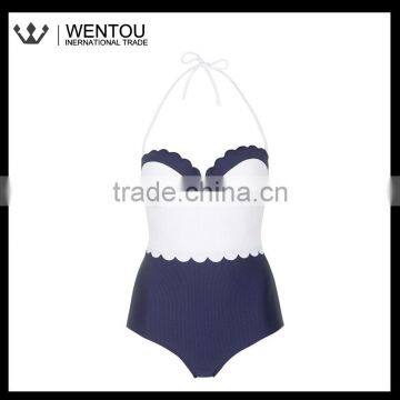 New Design Double Scallop Trim Swimsuit photo-3