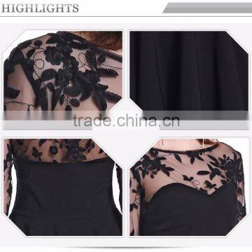 Customizable Pleated High Waist Black Lace Dresss photo-6