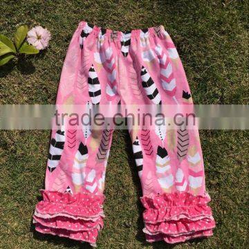 2016Fashion Kids Casual Legging Girls Ruffle Pant Wholesale Baby Girls Long Pant Toddler feather Pant For Summer Kids Wear