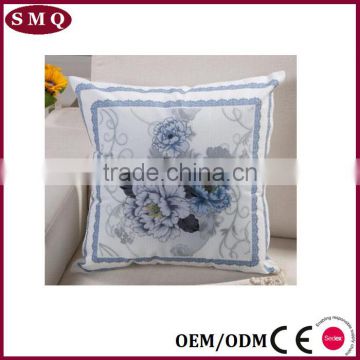 Fresh style flower painted plain natural linen cushion cover