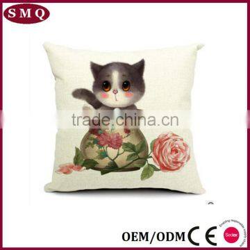 Fresh Style Cute Cat Painting Cotton Pillow Cover photo-4