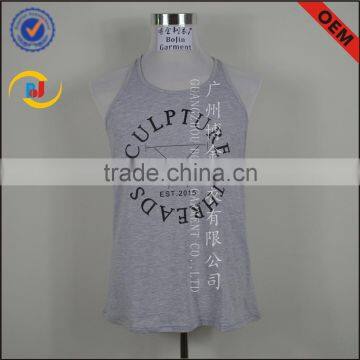 Fashion design cotton white color tanktop printed for men