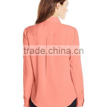 Women's Pink,Orange,Blue Double Button Blouse photo-5