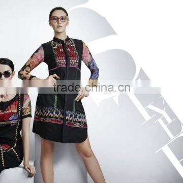 Solid Black Color With Digi Fancy Design Vogue Designer Kurtis