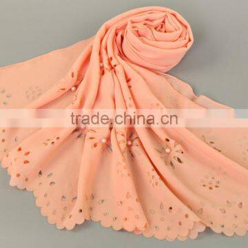 Pearl Chiffon Scarf New Bubble Towel Muslim Pearl Cut Flower Scarf Popular Scarf Selling photo-5
