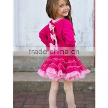 Hot pink mini toddle fluffy chiffon skirts dress for girls