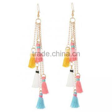 XP-TE-2168 Seed Bead Fashion Colorful Lady Handmade Tassel Magnetic Earrings