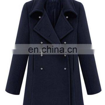 European Style New Design Women Long Double-breasted Cashmere Coat