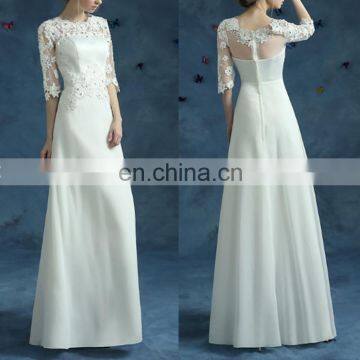 Plus Size Formal White Lace bridesmaid dress Long Sleeve wedding long Evening Dress