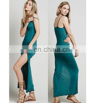 High slit sexy maxi night dress picture ladies knit maxi dress