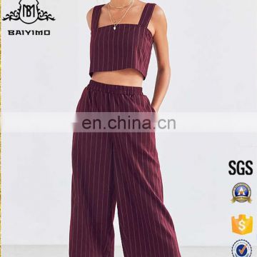 2017 Fashion Top Seller Sleeveless Custom Women Stripe High-Rise Sexy Jumpsuit